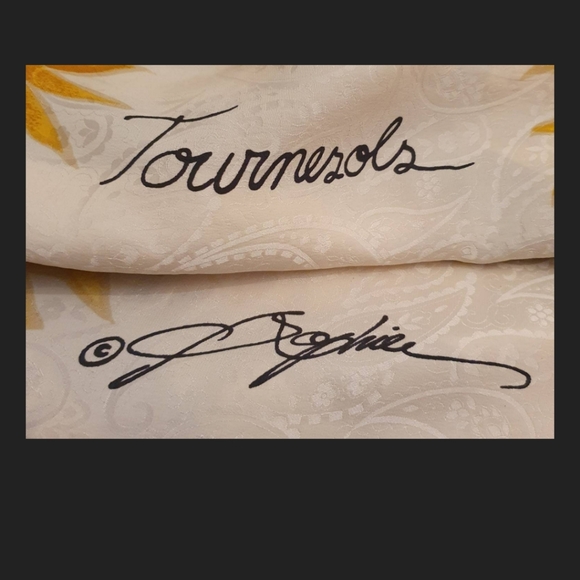 Vintage tournesols sunflower silk scarf with hand rolled hem by Nature Co. - Picture 7 of 9